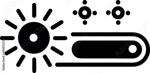 A sleek vector illustration depicting a brightness slider control, representing adjustable light intensity and display settings within a modern graphic design.