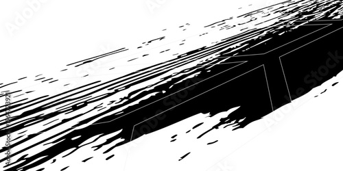 Tire tread marks, wheel textures, tire marks - car racing, motocross, drift, rally, off-road and others. Vector black isolated texture in grunge style with splashes.eps10