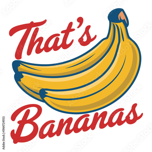 A stylized logo design featuring a large bunch of bananas in a retro 1950s style