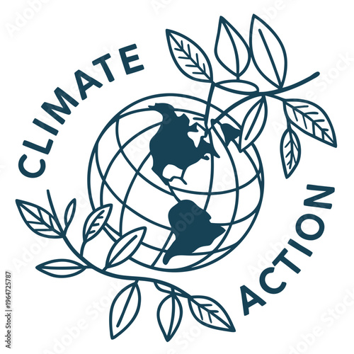 Climate action globe with leaves on white background earth ecology
