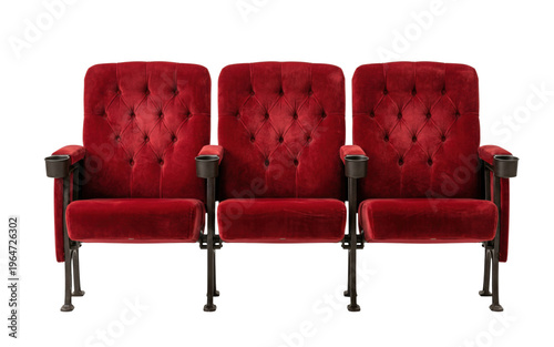 Konstfotografi Red velvet cinema seats isolated. Movie theater seating.