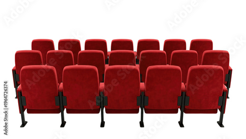 Tableau sur toile Red cinema seats back view isolated. Auditorium seating layout.