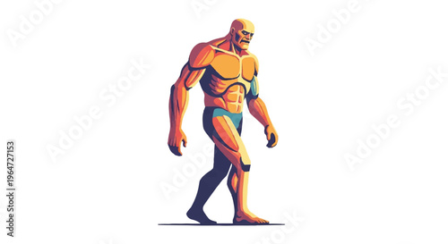 Stylized human figure walking isolated on white background vector illustration