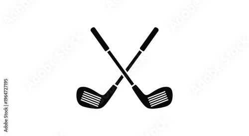 Two crossed golf clubs depicted in a minimalist black design against a white background a striking silhouette high quality professional detailed