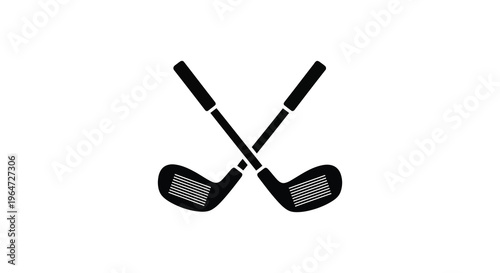 A minimalist depiction of two crossed golf clubs against a white background showcasing a striking silhouette high quality professional detailed modern