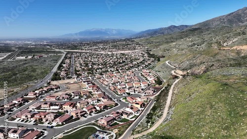  A Man Flying his UAV to survey the local earthquake faults looking at the San Andreas Fault Area near the Seven Oaks Dam 