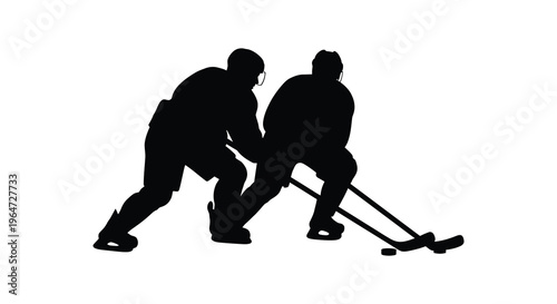 Three ice hockey players in action dynamically posed during a game shown as a striking silhouette high quality professional detailed modern