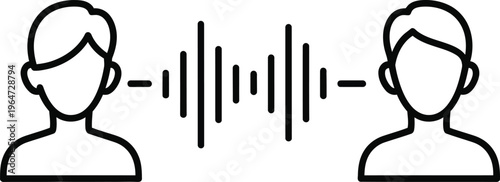 Communication exchange two people connected by sound waves