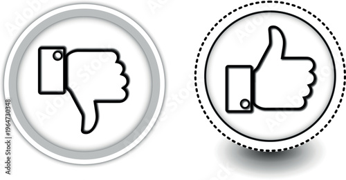 Illustration of thumbs up and down buttons. Vector Thumbs Up and Down Buttons.