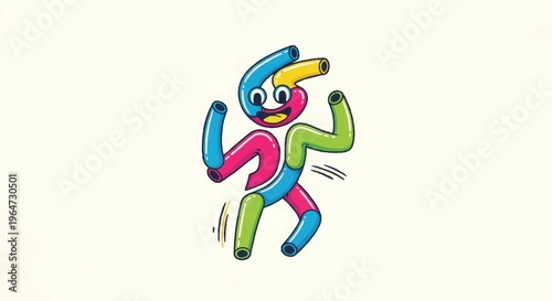 Abstract dancing figure vibrant colors isolated