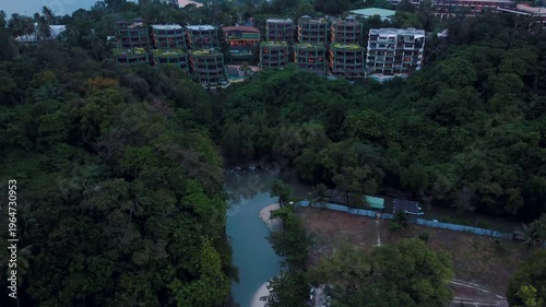 Sunset at Promthep Cape beach jungle mountains Phuket Thailand Asia