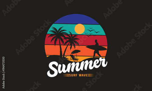 Summer Surf  Wave T-Shirt Design