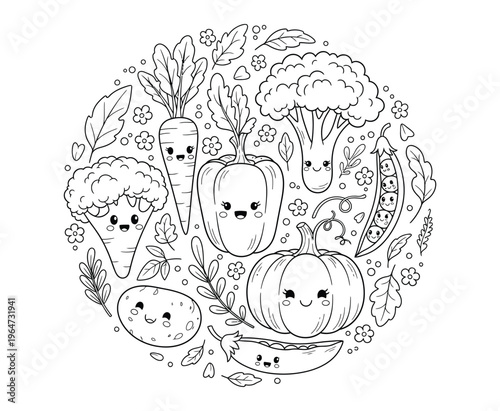 Canvastavla Halloween pumpkin patch coloring page for kids and adults