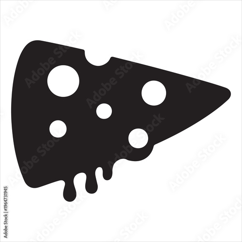 A black silhouette of a slice of cheese