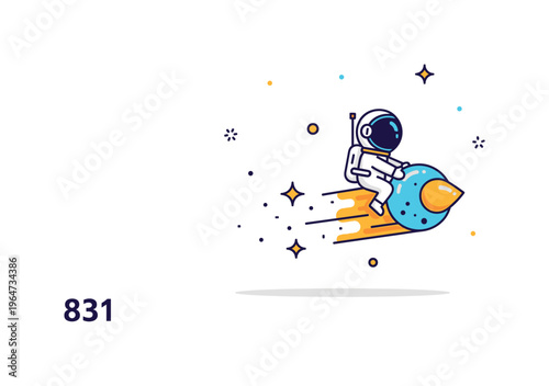 Little comet rider cute tiny astronaut clinging to a small comet with sparkling stardust trailing behind and subtle decorative sparkles enhancing the whimsical