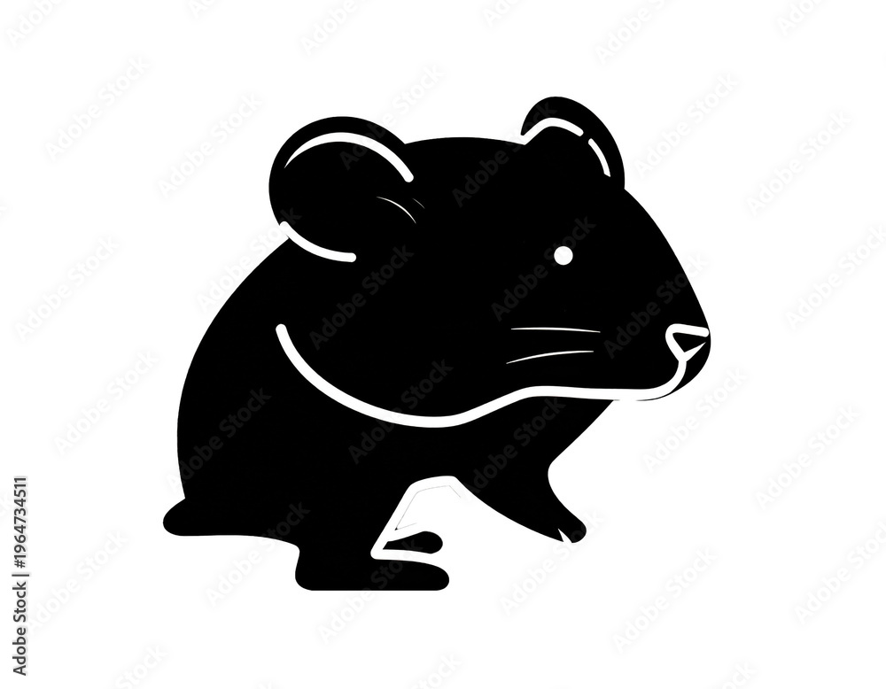 Fototapeta premium Minimalist black Hamster silhouette icon isolated on white background
