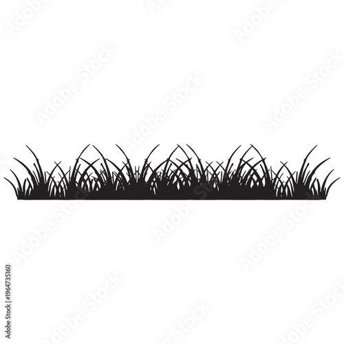 A simple black silhouette of grass against a white background