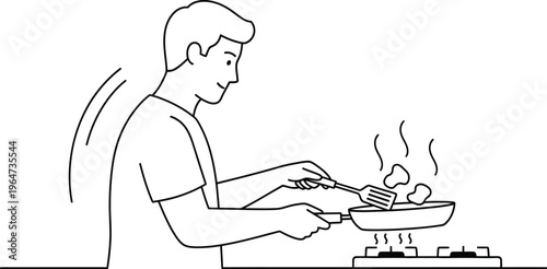 Man cooking in a pan on a stove