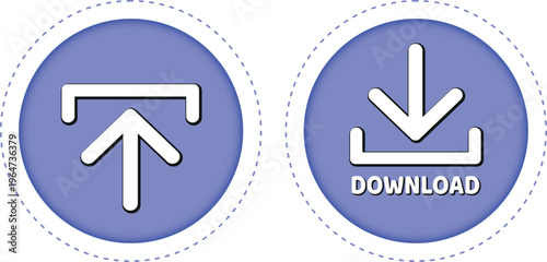 download button for internet website use. Download icon on isolated white background with shadow.