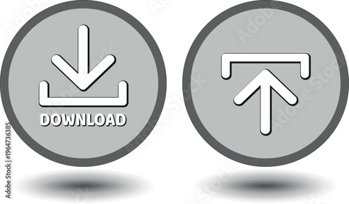 download button for internet website use. Download icon on isolated white background with shadow.