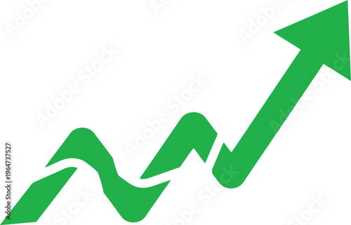 A vibrant green arrow icon designed to illustrate upward growth and positive financial progress Vector