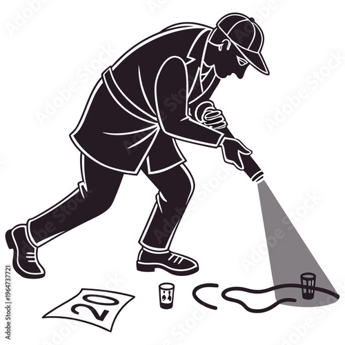 Detective Investigating a Crime Scene