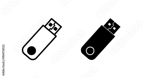 Vector illustration of usb flash drive icons, simple vector illustration of data storage devices on a transparent background