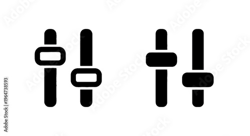 Vector illustration of equalizer settings icon set, slider control buttons for audio adjustment on a transparent background