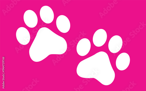 Paw Prints. Cute pets and Dogs pets paw print isolated on white background. Animal paw prints.