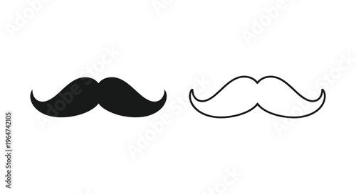 Mustache icon set black and white Vector