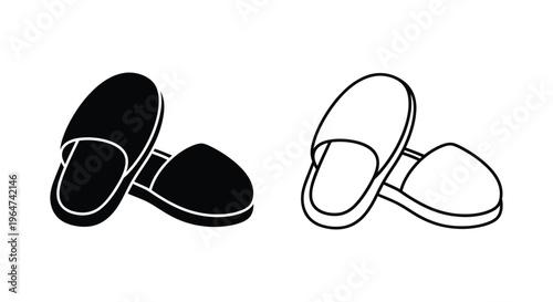 Black and white slippers Vector