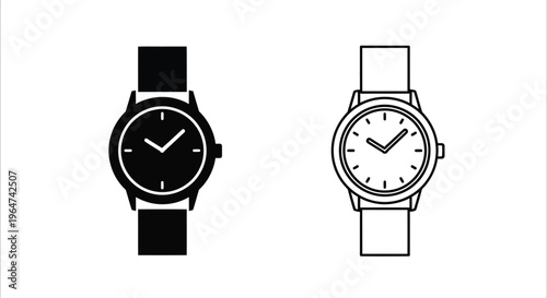 Watches time concept black white Vector
