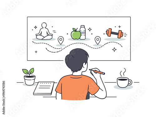 Decision paralysis loop crossroads sign placed inside a circular arrow path suggesting a person repeatedly reconsidering the same choice without moving
