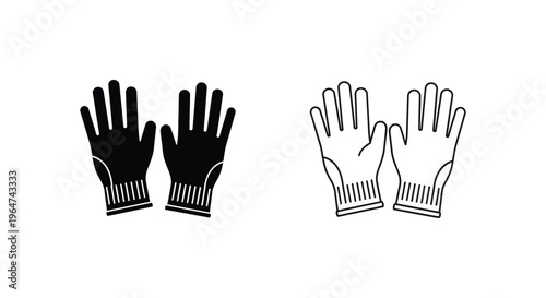 Black and white gloves drawing Vector