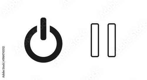 Black power button and volume controls depicted in a stark silhouette