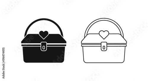 Black and white heart shaped cosmetic bag Vector