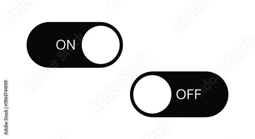 Simple on and off toggle switches displayed in a minimalist silhouette
