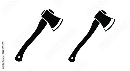 Two crossed axes depicted in a stark black silhouette