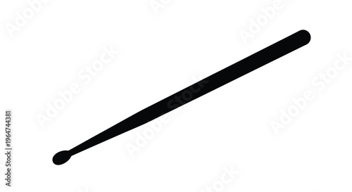 A simple black silhouette of a drumstick with rounded tip silhouette