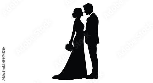 Elegant couple embracing in a romantic pose a striking silhouette