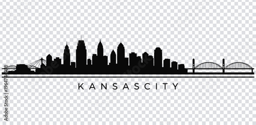 Vector illustration kansas city skyline silhouette with bridges