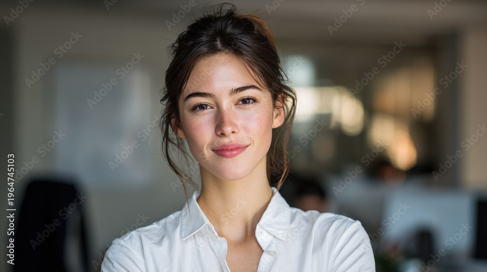 Fototapeta premium isolated white background portrait with blured businessbackground and natural sunlight