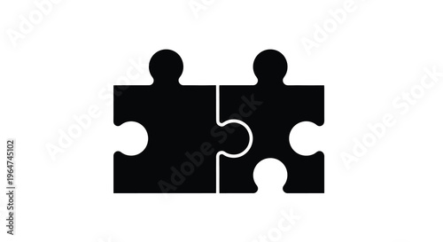 Two interlocking puzzle pieces forming a connection black silhouette