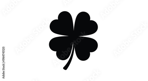 A simple black four leaf clover design presented as a silhouette