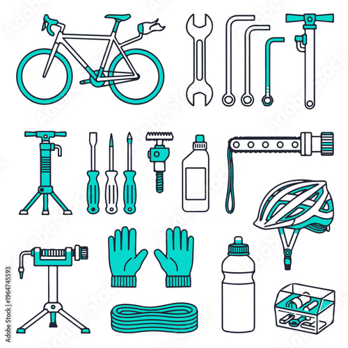 set of bicycle tools editable vector design, tool, equipment, tools, isolated, set, hammer, screwdriver, vector, metal, work, white, wrench, pliers, steel, illustration, icon, dental, construction