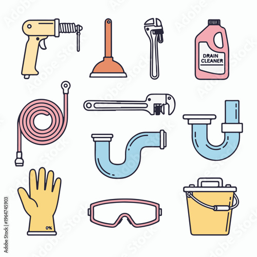 set of cleaning tools editable vector design, tool, equipment, tools, isolated, set, hammer, screwdriver, vector, metal, work, white, wrench, pliers, steel, illustration, icon, dental, construction