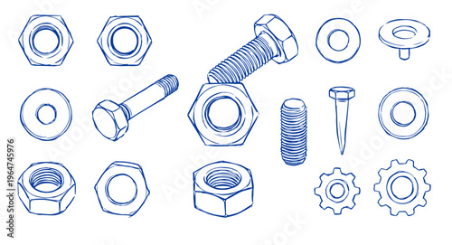 set of nuts and bolts tools editable vector design, tool, equipment, tools, isolated, set, hammer, screwdriver, vector, metal, work, white, wrench, pliers, steel, illustration, icon, dental