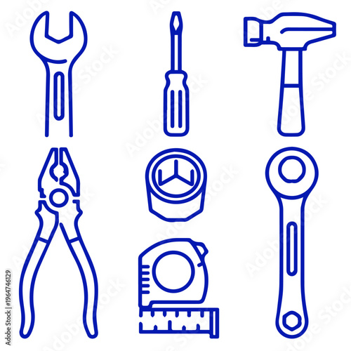 set of tools editable vector design, tool, equipment, tools, isolated, set, hammer, screwdriver, vector, metal, work, white, wrench, pliers, steel, illustration, icon, dental, construction