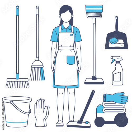 set of cleaning tools editable vector design, tool, equipment, tools, isolated, set, hammer, screwdriver, vector, metal, work, white, wrench, pliers, steel, illustration, icon, dental, construction