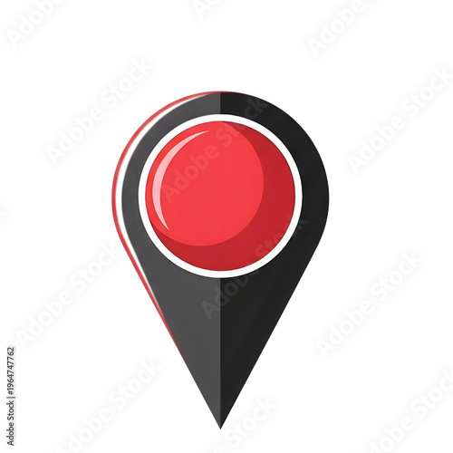 Free Download A black and red map pin icon on a transparent background with a glossy effect - GFXLoad